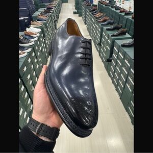 Men's Classic Blue Leather Oxford Dress Shoe